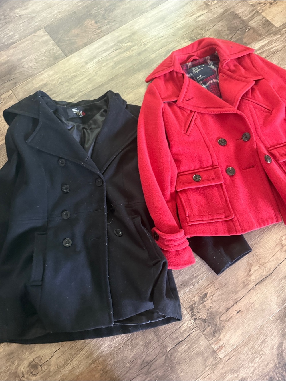 Red Short Peacoat & Black Peacoat Duo